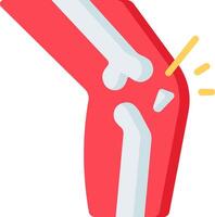 A red and white knee with a bone in it vector
