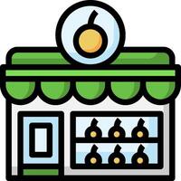 A store front with fruit and vegetables vector