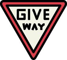 A give way sign with the word give way written on it vector