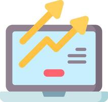 A laptop with an arrow going up and a graph on it vector