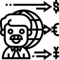 A man with a globe and arrows around him vector