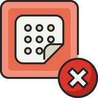 A red square with a button and a cross vector