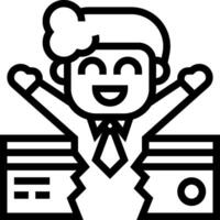 A black and white image of a man with his arms up vector