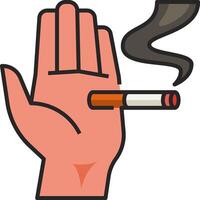 A hand with a cigarette in it and a sign that says stop smoking vector