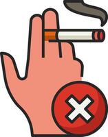 A hand with a cigarette and a red cross vector