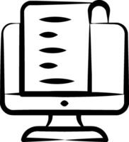 A computer monitor with a book on it vector