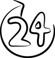 The number 24 is shown in a circle with a black outline vector