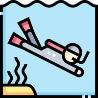 A person diving in the water with a scuba mask vector