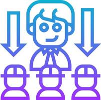A man surrounded by people with arrows pointing up vector