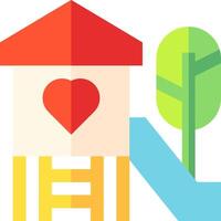A house with a heart on it and a tree vector
