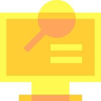 A yellow computer monitor with a magnifying glass vector