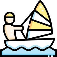 A man is sailing on a boat with a sail vector