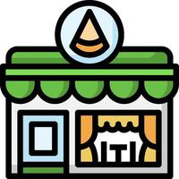 A store front with a sign that says shop vector