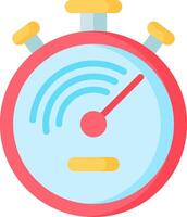 A stopwatch icon with a red and blue background vector