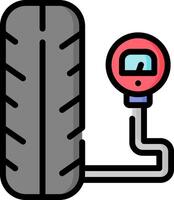 A tire with a gauge on it and a hose vector