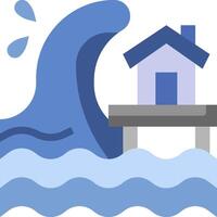 A house on a pier with a wave coming in vector