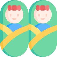 Two babies wrapped in blankets with a yellow ribbon vector