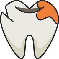 A tooth with a broken tooth in the middle vector