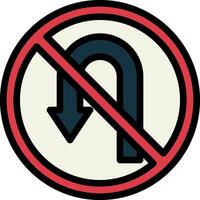 A no turn sign with an arrow pointing down vector