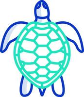 A turtle with a blue background and green lines vector