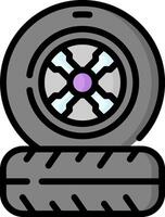 A tire with a purple cross on it vector