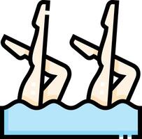 Two people in the water with their legs up vector