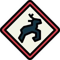 A deer crossing sign with a black and red border vector
