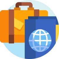 Traveling with a suitcase and passport vector
