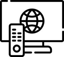 A computer monitor with a globe and remote control vector
