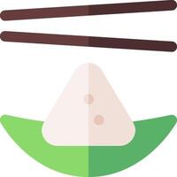 A flat icon of chopsticks and a slice of rice vector