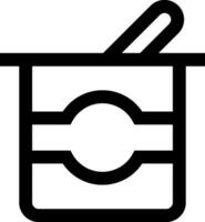 A black and white icon of a container with a spoon vector
