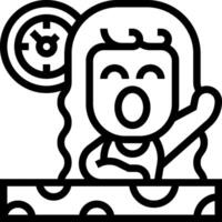 A woman is sitting at a table with a clock on it vector