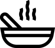 A black and white image of a bowl with a spoon vector