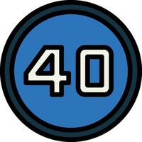A blue and white circle with the number forty in it vector