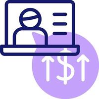 A person is using a laptop to access a website with a dollar sign vector