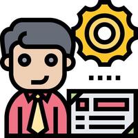 A man with a gear and a business card vector