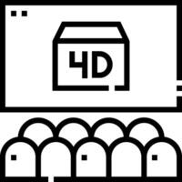An icon of a movie theater with the word 4d on it vector