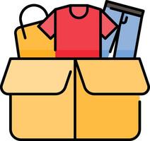An open box with clothes and other items vector