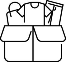 A box with clothes and other items in it vector