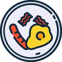 A plate with an egg and bacon on it vector