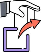 A hand holding a box with an arrow pointing up vector