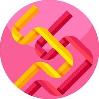 A pink circle with a yellow and red ribbon vector