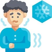 A man with a cold is standing next to a snowflake vector