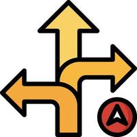 A yellow arrow pointing to a red arrow vector