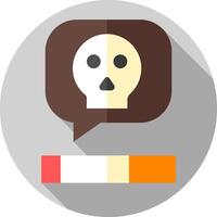 A flat icon of a skull with a cigarette vector