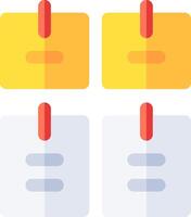 Four yellow sticky notes with red pins on them vector