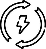 A black and white image of a circular symbol with a lightning bolt vector