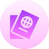 A pink and purple icon with a globe on it vector