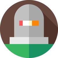 A flat icon of a tombstone with a red light vector