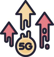 5g icon with arrows pointing up vector